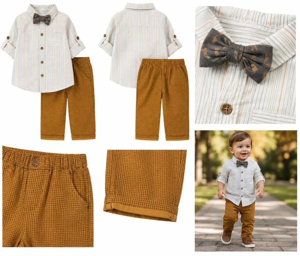 Little Lad Boys 2-Piece Dress Outfit – Size 18 Months – Shirt, Pants & Bow Tie